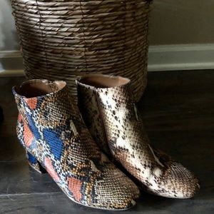 Snakeskin booties